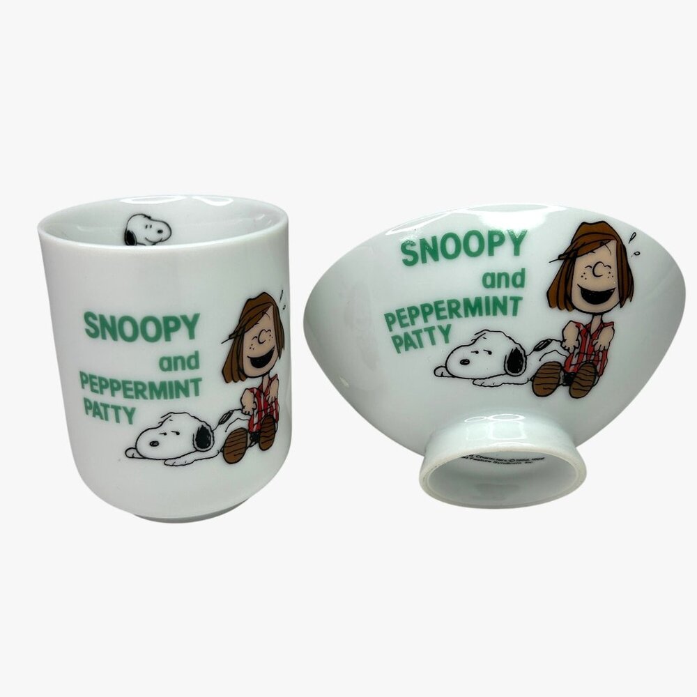 Vintage Snoopy & Peppermint Patty Ceramic Mug & Bowl Set rare